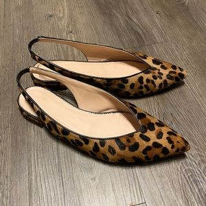 J. Crew Pony Hair Leopard Print Slingback Flats